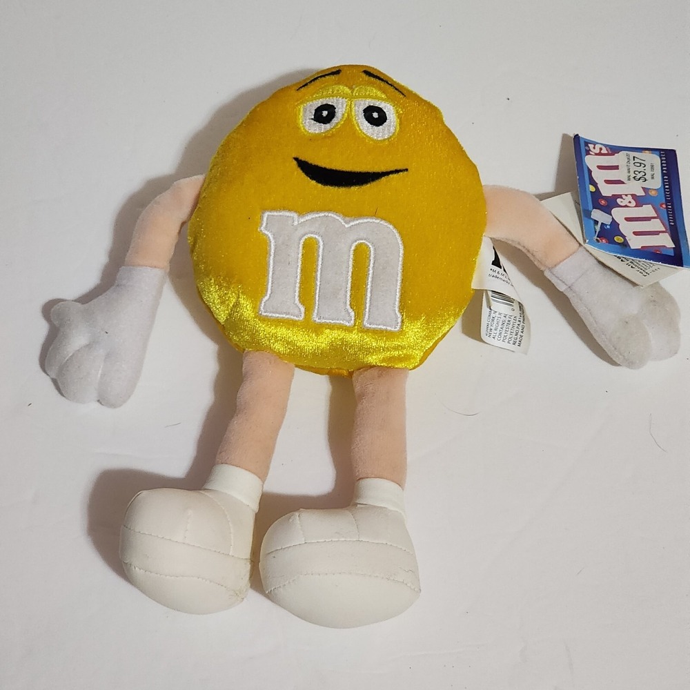 Commonwealth Yellow M&M Vintage Plush Bean Bag 2000 Sewn Eyes 8" New